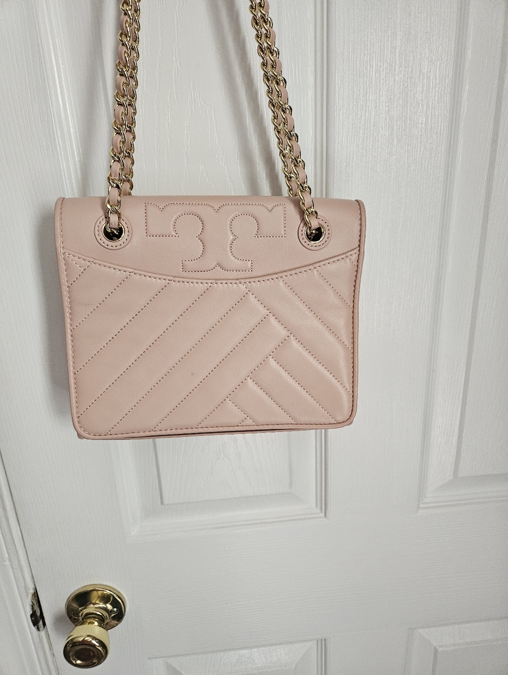 Tory Burch Blush Quilted Leather Chain Shoulder Bag